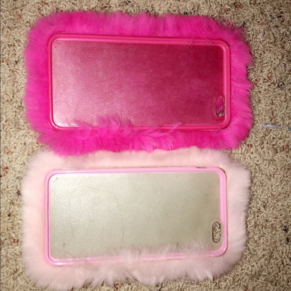 2 pink fur iPhone 6/7 plus cases - Picture 2 of 4